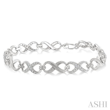 1/10 Ctw Round Cut Diamond Swirl bracelet in Sterling Silver